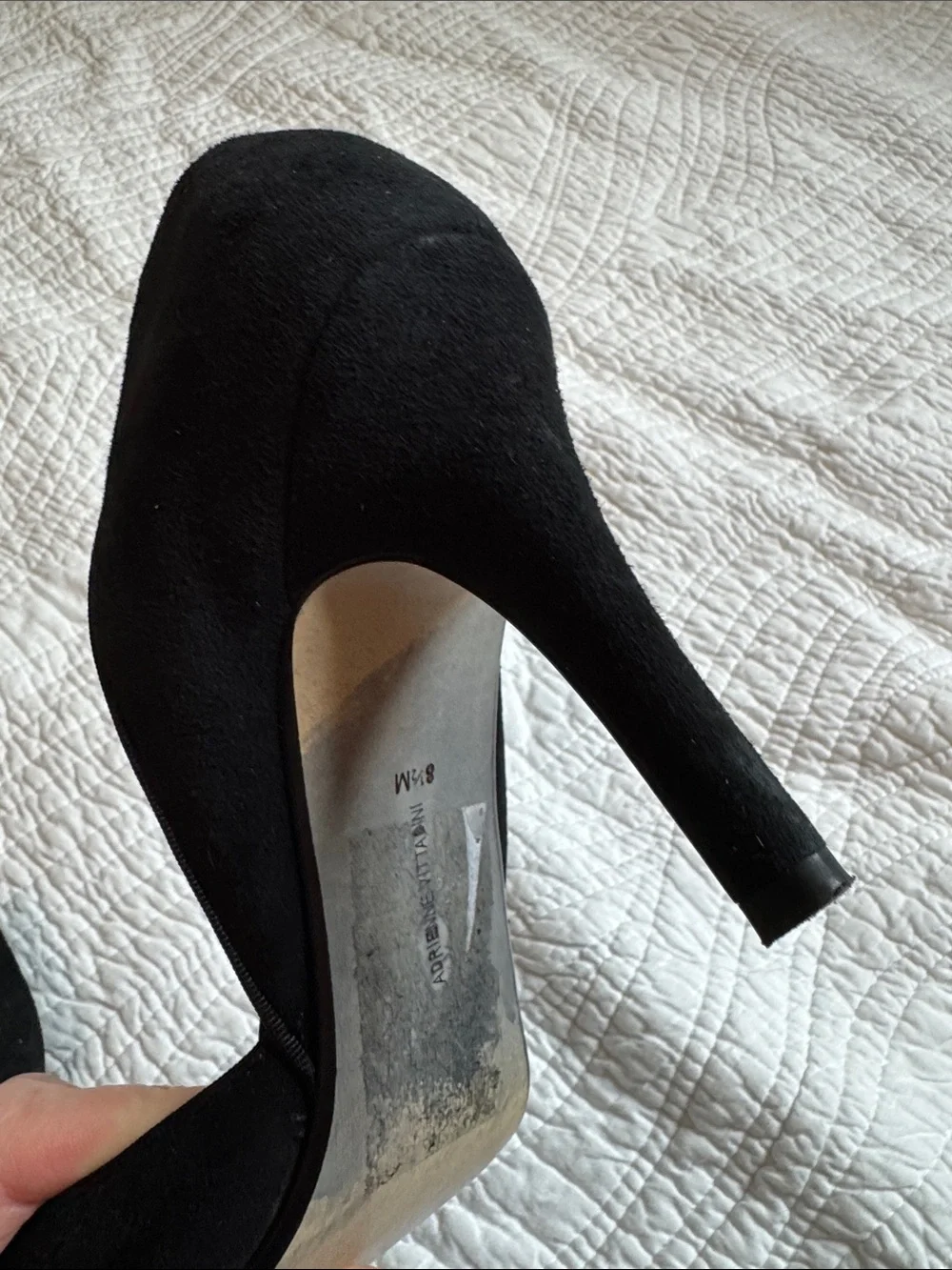 Adrienne Vittadini Black Suede Peep-Toe Heels